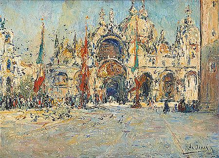 Vue de la Place Saint Marc animée à Venise. by Armand Gustave Jamar - Auction record, sale price, and art valuation. Compare with similar artists and explore comparable artworks.