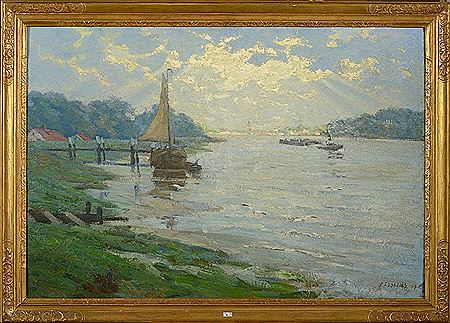 Vue de l’Escaut by Felix Eyskens - Auction record, sale price, and art valuation. Compare with similar artists and explore comparable artworks.