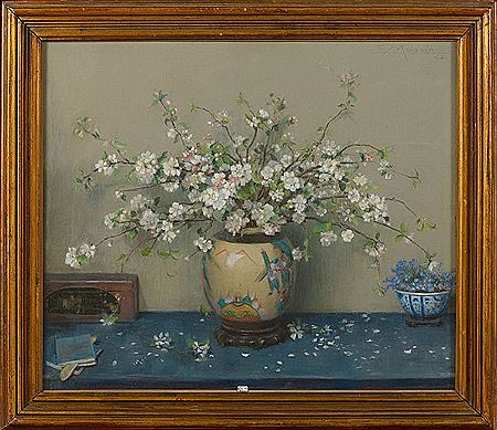 Nature morte japonisante aux fleurs