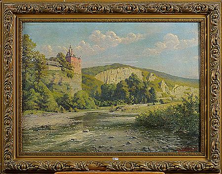 Vue du château de Walzin surplombant la Lesse