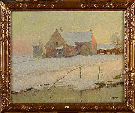 Ferme sous la neige