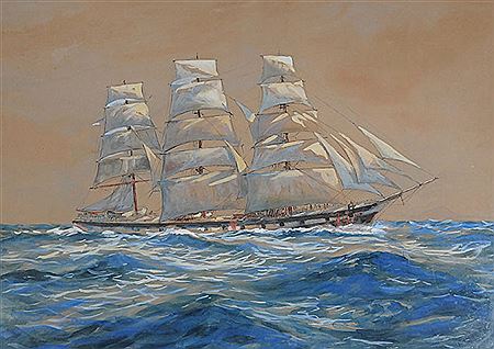 The Dunedin at Sea by Bernard Aris - Auction record, sale price, and art valuation. Compare with similar artists and explore comparable artworks.