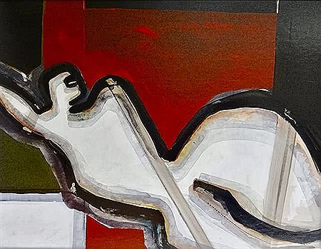 Sample artwork by Des Robertshaw (Born 1955), known for stylized figure painting - View similar artists and auction records