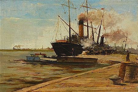 The old wharves, Foot of McGill St. by Edmond Dyonnet - Auction record, sale price, and art valuation. Compare with similar artists and explore comparable artworks.