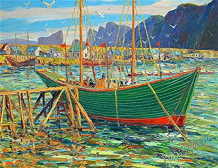 Le Port de Barachoi (sic), le Mont St-Anne, les Trois Sœurs, le Rocher Percé