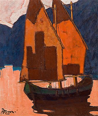 Sailing boat on the Garda Lake, 1934
