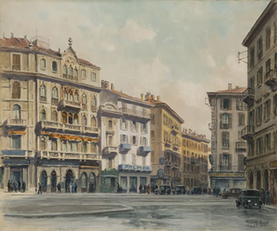 "Via Durini all'angolo di Corso Vittorio Emanuele - a destra di Via Montenapoleone"