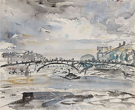 "The Seine, Paris - probably Pont des Arts - 1909"