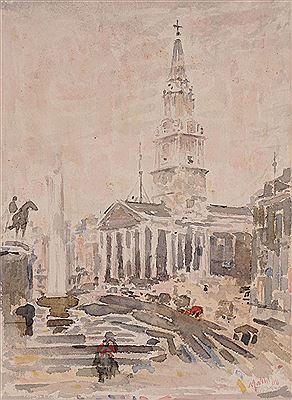 "St. Martin in the Field, Trafalgar Square, London - 1908"