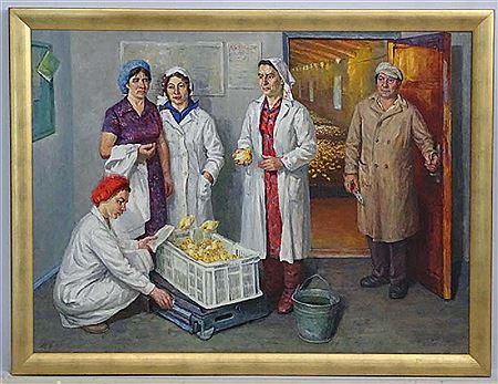 A state Chicken Farm by Mikhail G Bogatirev - Auction record, sale price, and art valuation. Compare with similar artists and explore comparable artworks.