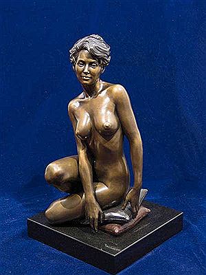 Kneeling Nude on Cushions