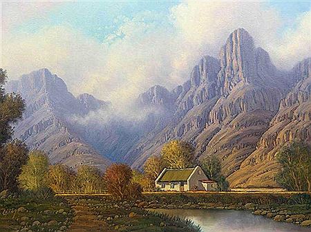 Mountain Landscape with Cape Dutch Cottage