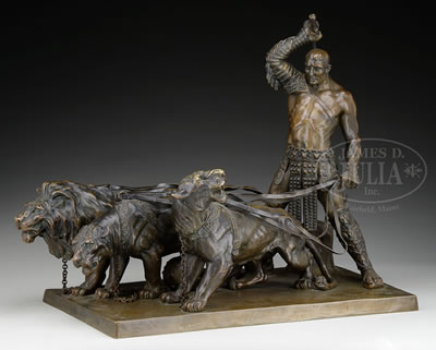 GLADIATOR WITH THREE LIONS ON LEASH by Friedrich Gornik - Auction record, sale price, and art valuation. Compare with similar artists and explore comparable artworks.