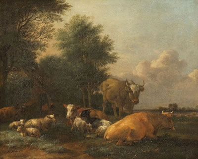 Shepherd with cattle in front of a Kate
