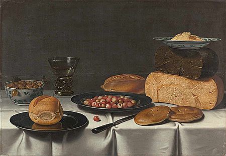 Banketje mit Beeren, Brot und Wein