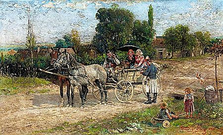 Encounter, 1899 by Lajos Kubanyi - Auction record, sale price, and art valuation. Compare with similar artists and explore comparable artworks.