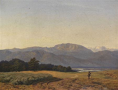 Voralpenlandschaft mit Hirte und Schafsherde, Ca. 1830