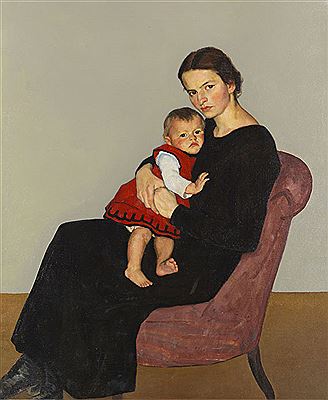 Cläre Maillard mit Tochter Maria. Um 1920.