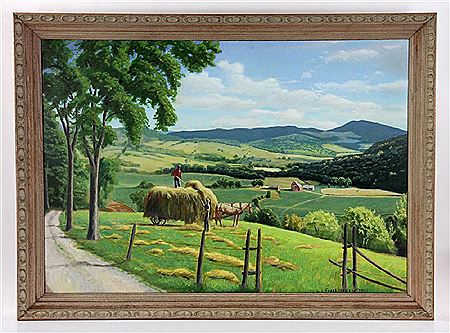 Farmer in Hay Wagon