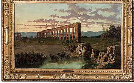 VUE D'UN AQUEDUC DANS LA CAMPAGNE ROMAINE