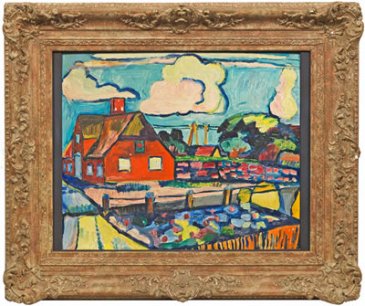 Landschaft mit rotem Haus