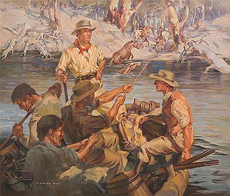 Hume and Hovell Crossing the Murray in Nov 1824 c.1940