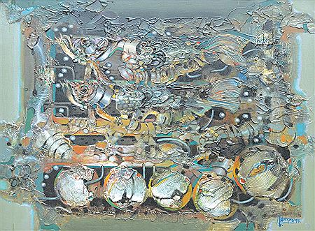 Dua Ikan, Lima Roti by Asri Noegroho - Auction record, sale price, and art valuation. Compare with similar artists and explore comparable artworks.