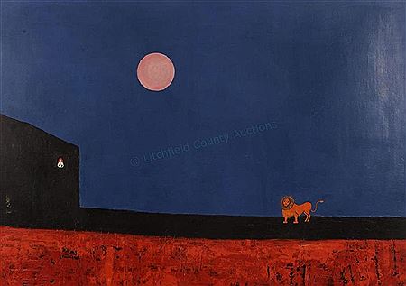Moonlit evening with lion and nude
