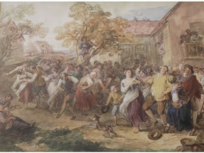 VILLAGE MERRIMENT (recto); A LITTLE TOO MUCH MEAT IN THE SOUP (verso)