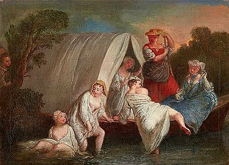 Ladies Bathing by a Covered Gondola