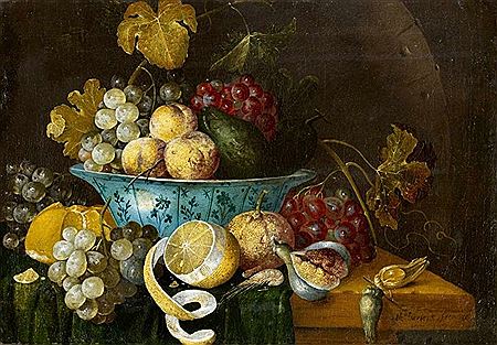 Still Life with Wan Li - cup, fruits and bread