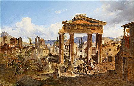 The Gate of Athena Archegetis in Athens and the Roman Agora seen from the West