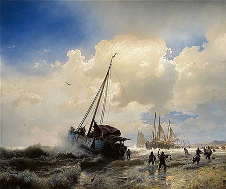 Sailing Ships on a Beach