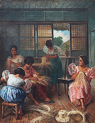 Women Weaving Hats