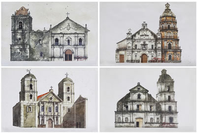 "a.) Church, Sta Maria Bulacan, b.) Church of San Agustin After the Earthquake, c.) Church of Binondo Manila, d.) Church of Aguilar, Pangasinan" (4)