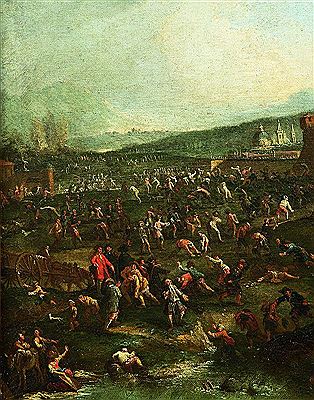 Popular uprising in an Italian town by Pietro Domenico Olivero - Auction record, sale price, and art valuation. Compare with similar artists and explore comparable artworks.