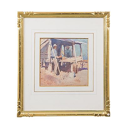 Brickmakers, 1911 by Jesse Jewhurst Hilder - Auction record, sale price, and art valuation. Compare with similar artists and explore comparable artworks.