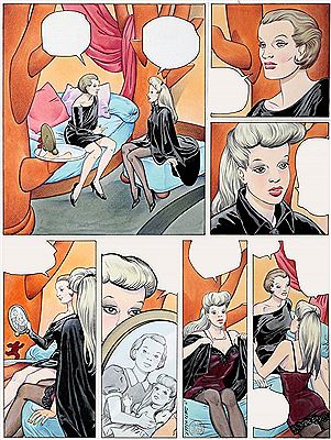 Planche à l'encre de Chine, aux encres et aux crayons de couleur pour un récit publié dans la revue Tempo en 1993.