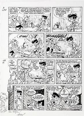Boule et Bill, planche n°1432 à l'encre de Chine de l'épisode "Roule ma poule !" publié aux Editions Dargaud en 2014. by Laurent Verron - Auction record, sale price, and art valuation. Compare with similar artists and explore comparable artworks.