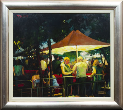 FIGURES IN THE EVENING, THE ROCKS CAFE BAR, SYDNEY by Joseph McIntyre - Auction record, sale price, and art valuation. Compare with similar artists and explore comparable artworks.