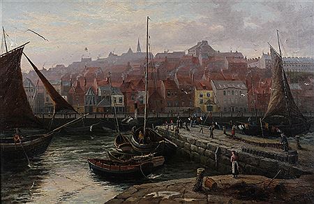 Whitby, busy harbour scene with fishing boats at anchor and making way by William Greaves - Auction record, sale price, and art valuation. Compare with similar artists and explore comparable artworks.