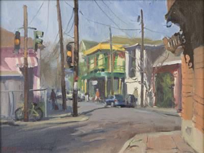 ''Yellow Light'', street scene with figures