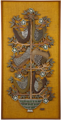 Birds in a fruiting and flowering tree