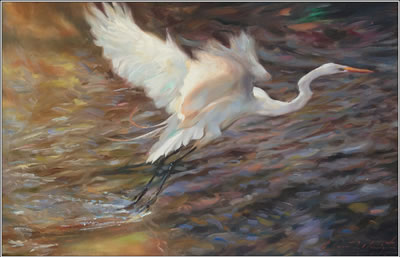 Egret Taking Flight by Glenn Harrington - Auction record, sale price, and art valuation. Compare with similar artists and explore comparable artworks.
