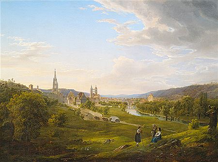 Neckarlandscape with view to Esslingen in Swabia.