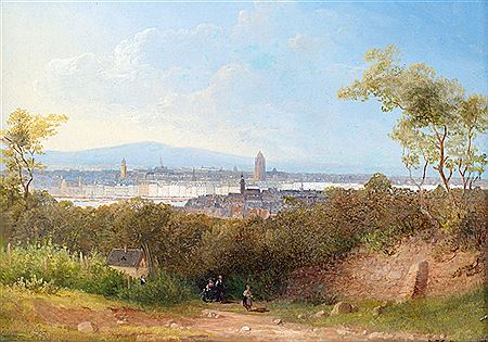 Overlooking Frankfurt on the Main from the South. by Heinrich Adolf Hoffmann - Auction record, sale price, and art valuation. Compare with similar artists and explore comparable artworks.