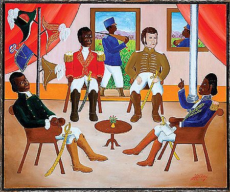 Four Generals: probably Alexandre Sabes Petion, Toussaint L'Ouverture, Jean-Jacques Dessalines and Henri Christophe