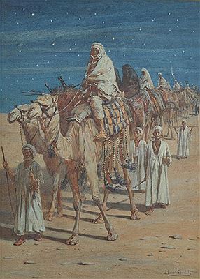A DESERT SCENE WITH FIGURES ON CAMELS by John Edward Goodall - Auction record, sale price, and art valuation. Compare with similar artists and explore comparable artworks.