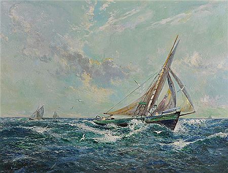 "Plymouth Hooker, on the Wind, Running for Port" by Joseph Hughes Clayton - Auction record, sale price, and art valuation. Compare with similar artists and explore comparable artworks.
