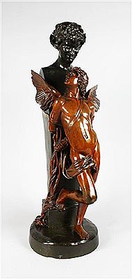 A CLASSICAL WINGED FIGURE standing before a column
